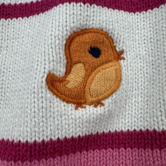 Gymboree Girls 4T Knit Sweater Dress Blue Birds Rainbow Stripe 100% Cotton - Picture 3 of 9